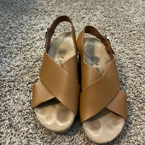 Papillio Brown Cross-Strap Sandals